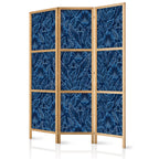 Japanese Room Divider - Dense Vegetation and Botanical Patterns (Blue)