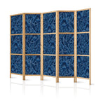 Japanese Room Divider - Dense Vegetation & Botanical Pattern (Blue)