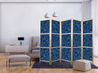 Japanese Room Divider - Dense Vegetation & Botanical Pattern (Blue)