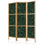 Japanese Room Divider - Dense Vegetation - Botanical Patterns in Illustrative Style; Green