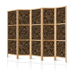 Japanese Room Divider - Dense Vegetation Botanical Brown