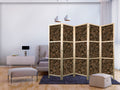 Dense Botanical Brown 5-Panel Japanese Room Divider
