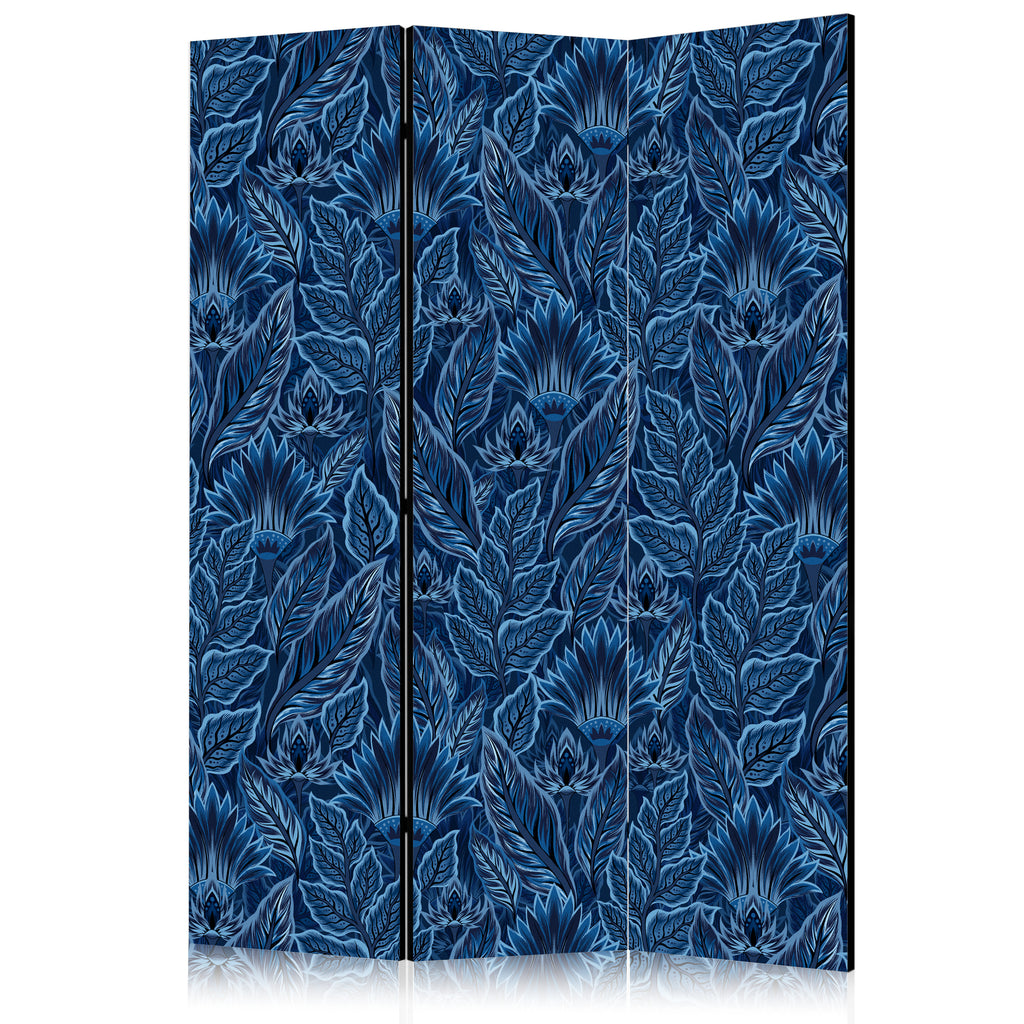 Room Divider - Dense Vegetation and Botanical Patterns in Illustrative Style Blue
