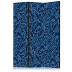 Room Divider - Dense Vegetation and Botanical Patterns in Illustrative Style Blue