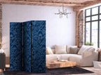 Room Divider - Dense Vegetation and Botanical Patterns in Illustrative Style Blue