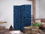 Room Divider - Dense Vegetation and Botanical Patterns in Illustrative Style Blue
