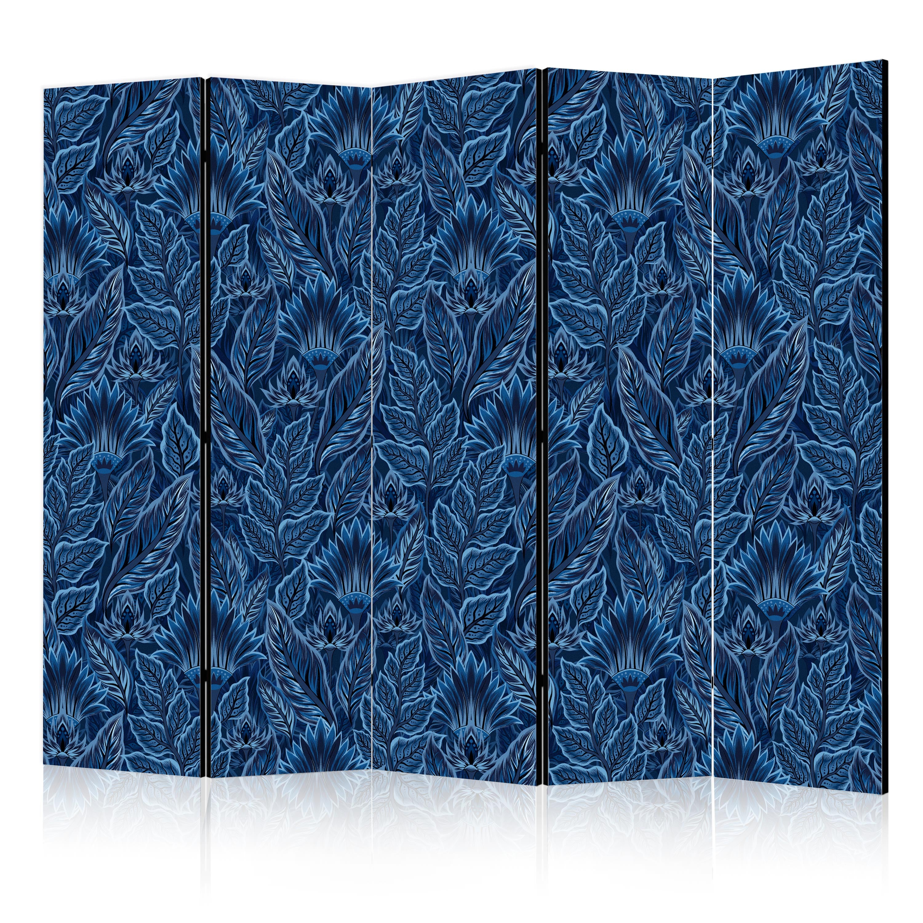 Room Divider Dense Vegetation Botanical Patterns - Blue