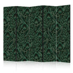 Room Divider with Dense Vegetation and Botanical Patterns in Green