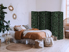 Room Divider with Dense Vegetation and Botanical Patterns in Green