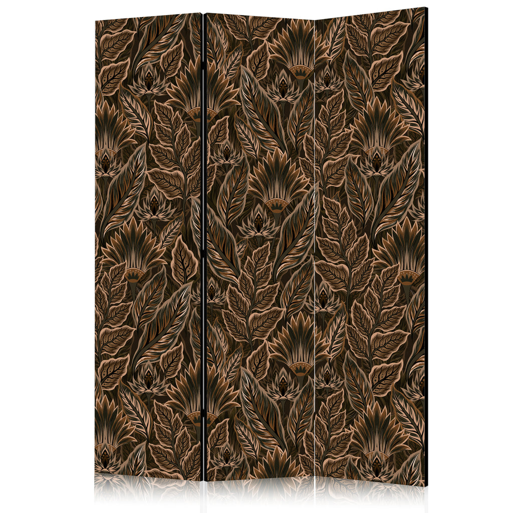 Room Divider Dense Vegetation Botanical Patterns Brown