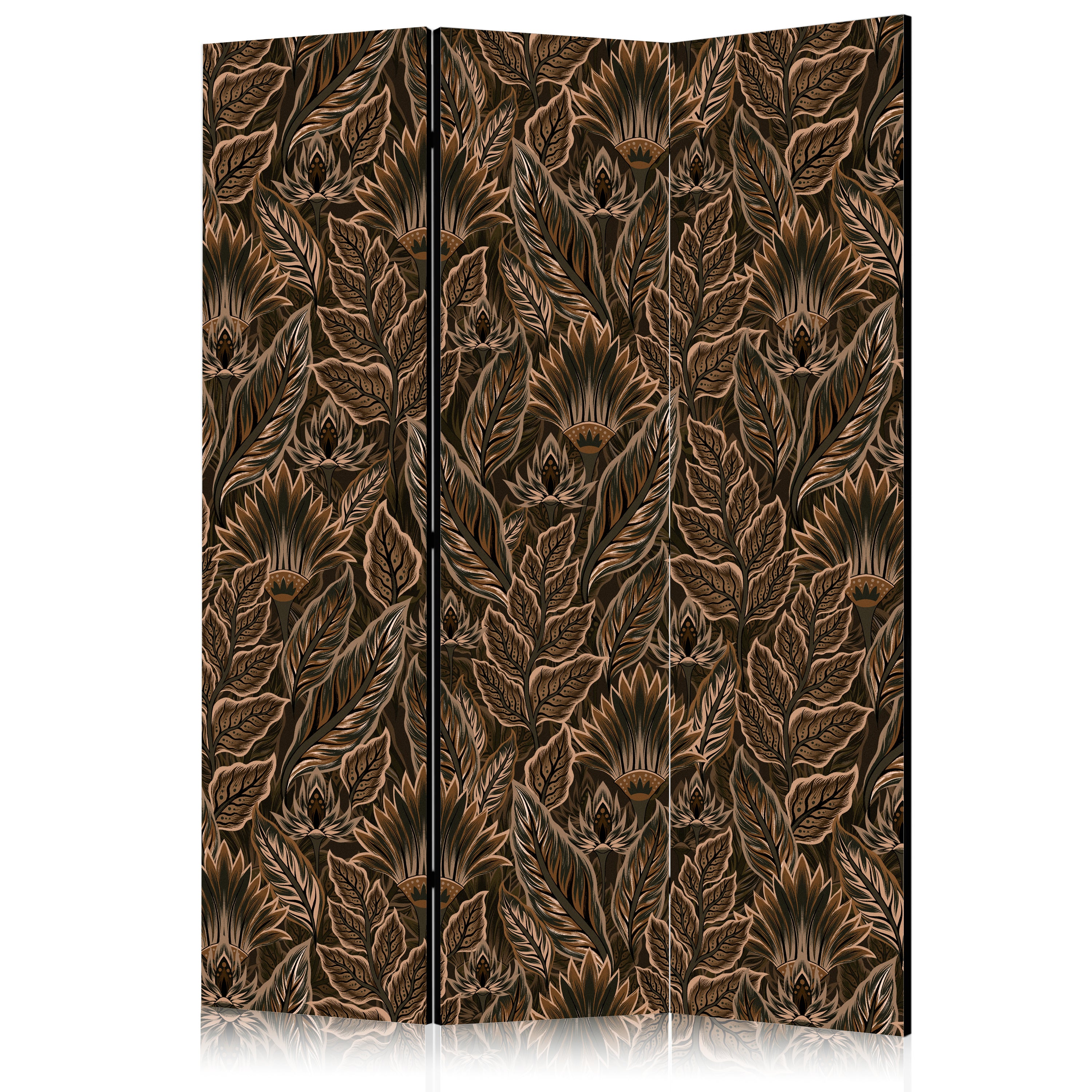 Room Divider Dense Vegetation Botanical Patterns Brown