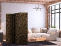 Dense Botanical Vegetation Brown 3-Panel Room Divider