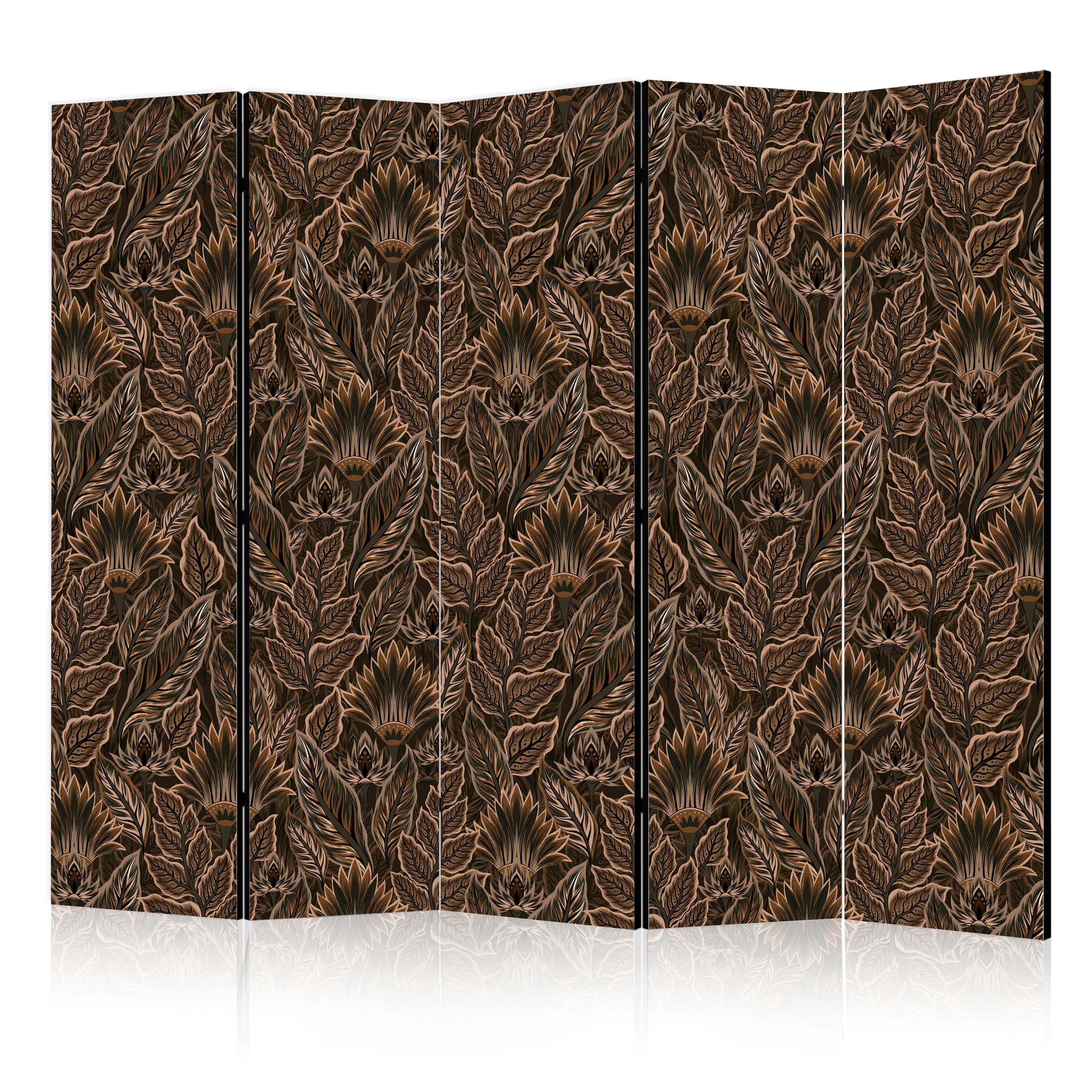 Room Divider Dense Vegetation Botanical Pattern Brown