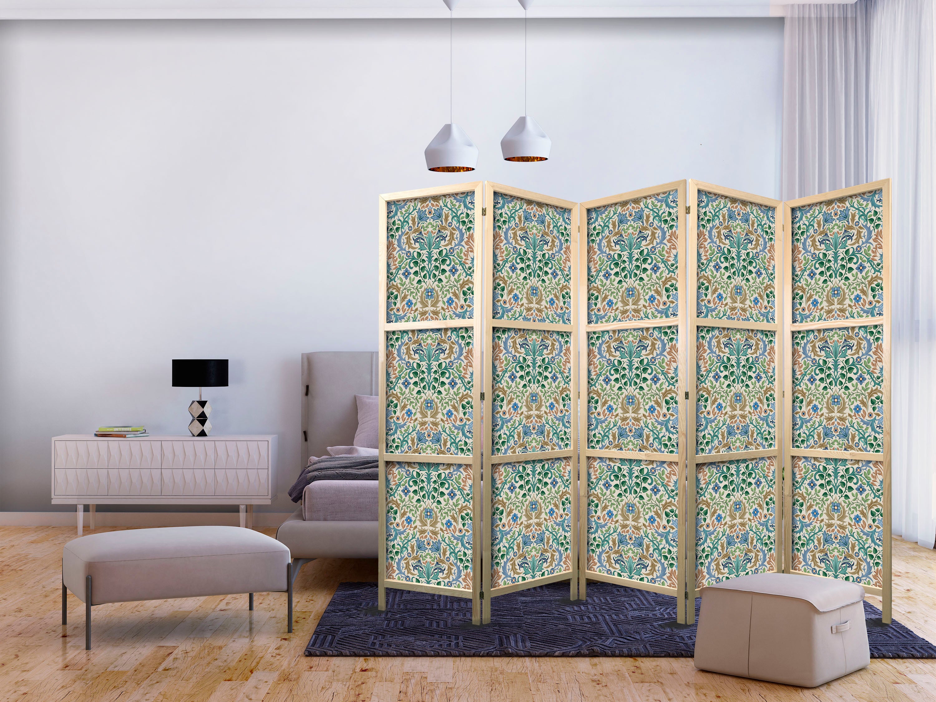 Japanese Room Divider with Vintage Intricate Pattern