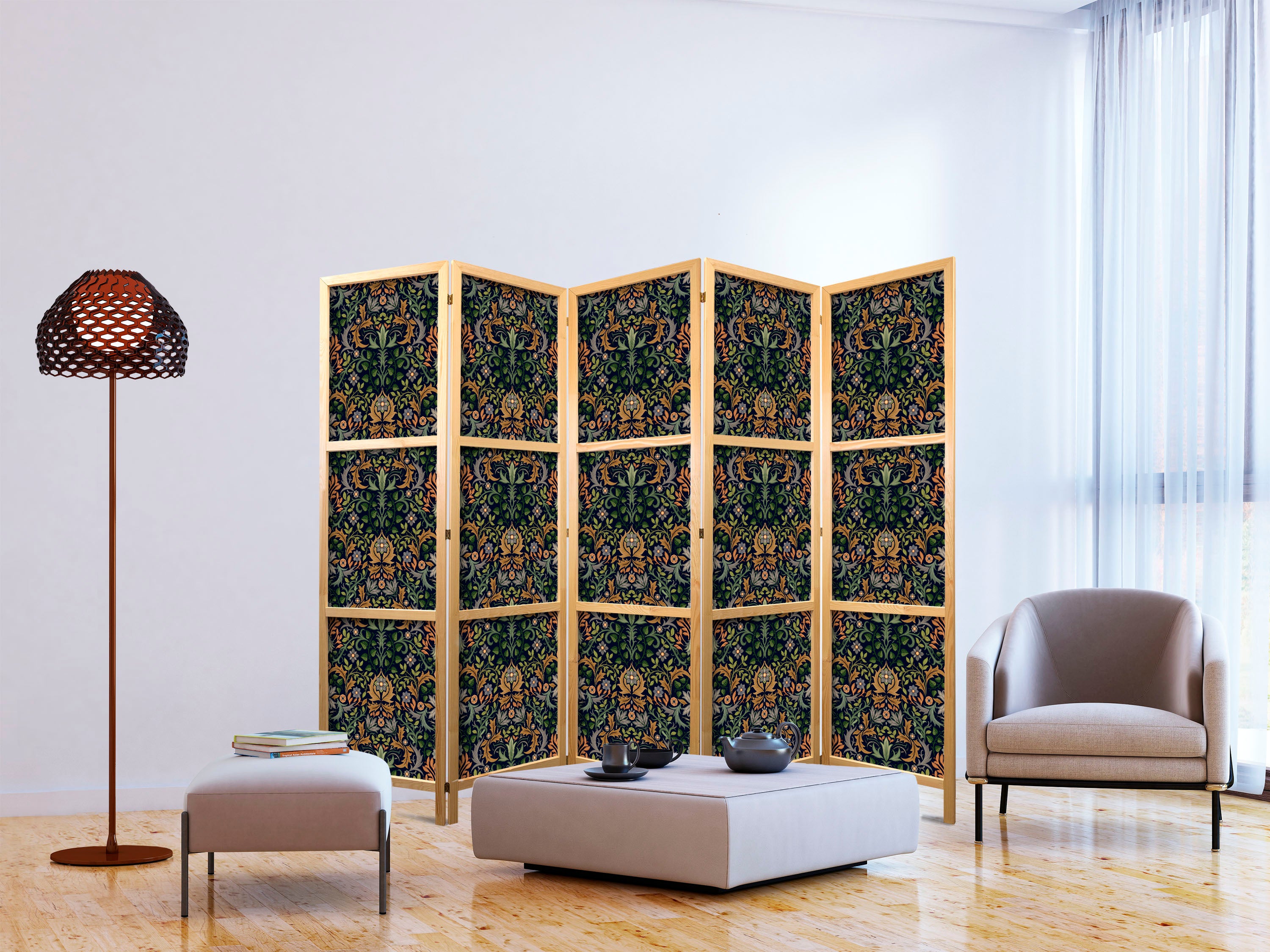 Japanese Room Divider with Victorian Style Pattern
