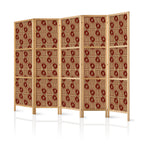 Japanese Room Divider - Abstract Red Tribal Pattern