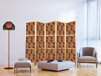 Japanese Room Divider - Abstract Red Tribal Pattern