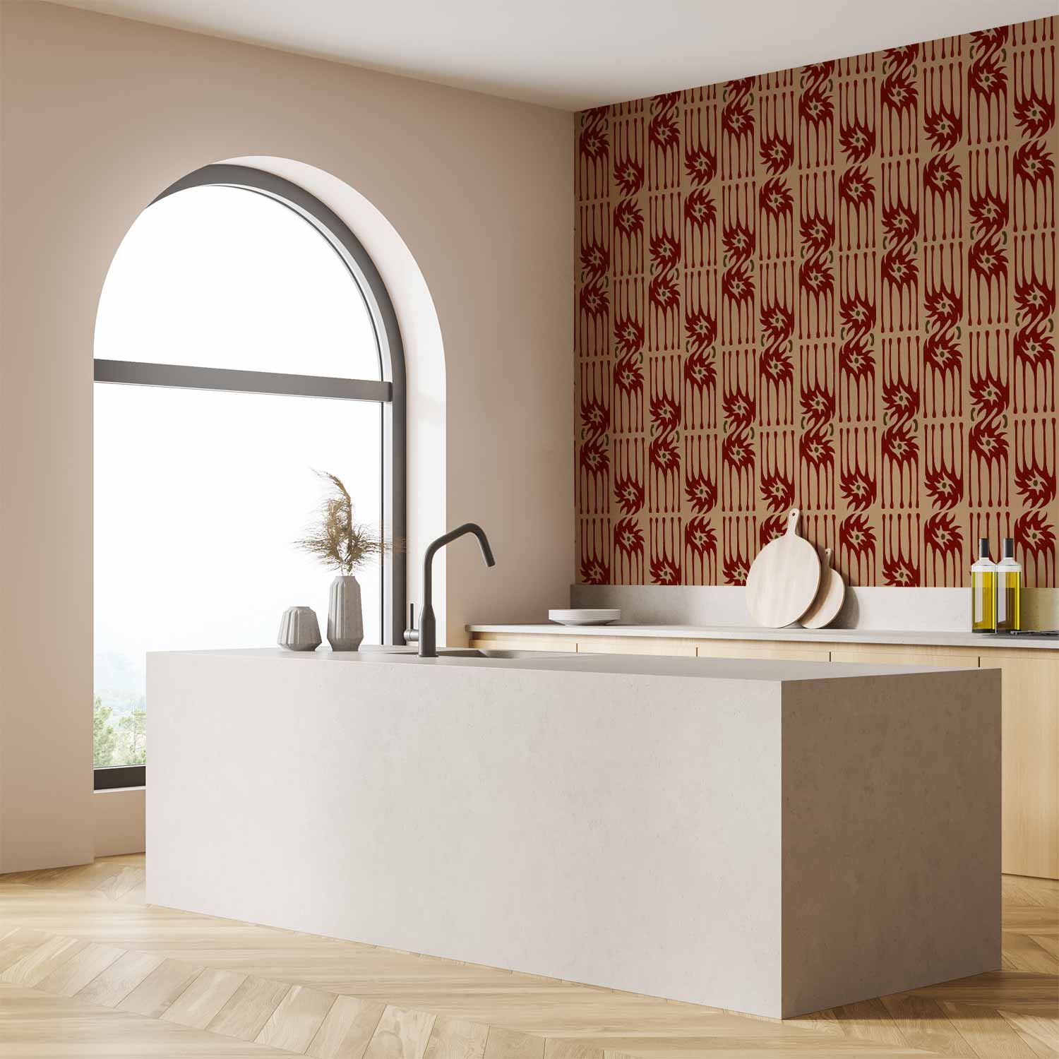 Red Claw Abstract Shapes Wallpaper