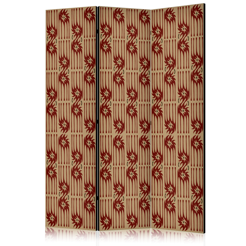 Room Divider Red Abstract Tribal Pattern (3-Panel)