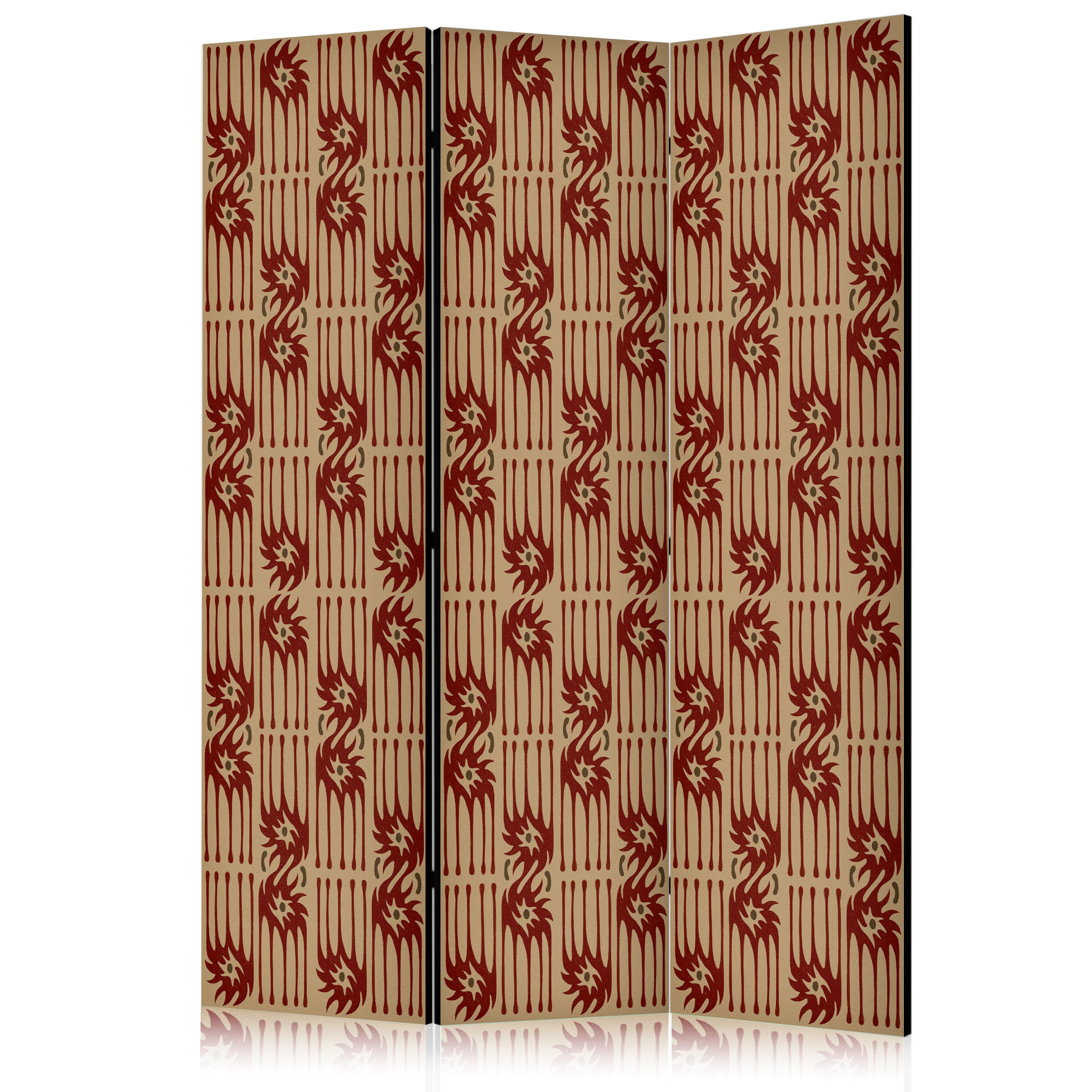 Room Divider Red Abstract Tribal Pattern (3-Panel)