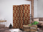 Room Divider Red Abstract Tribal Pattern (3-Panel)