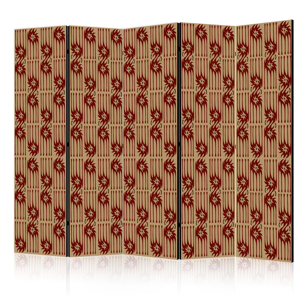 Room Divider 5-Panel Multicoloured Abstract Tribal Pattern