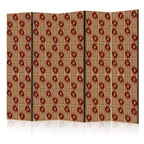 Room Divider 5-Panel Multicoloured Abstract Tribal Pattern