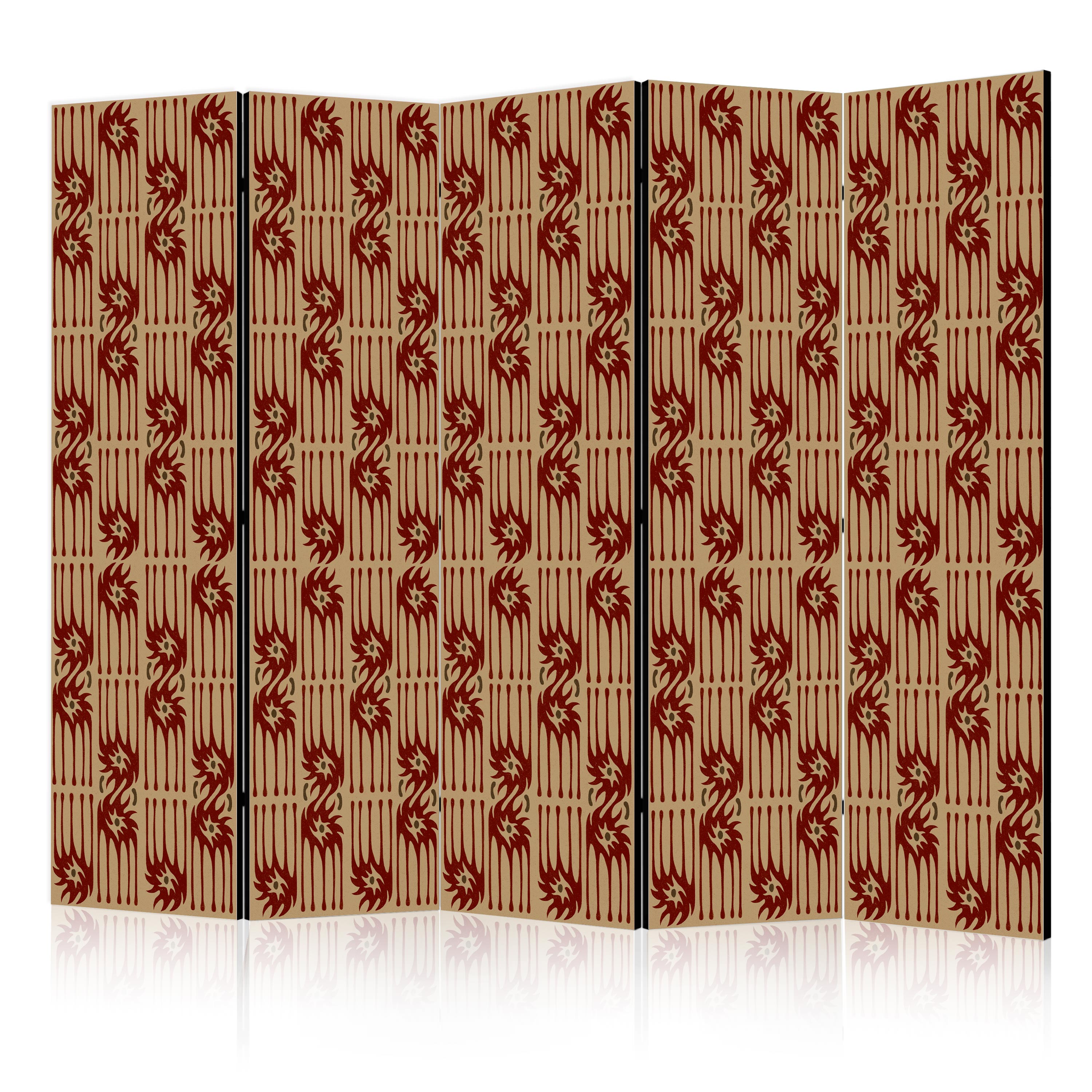 Room Divider 5-Panel Multicoloured Abstract Tribal Pattern