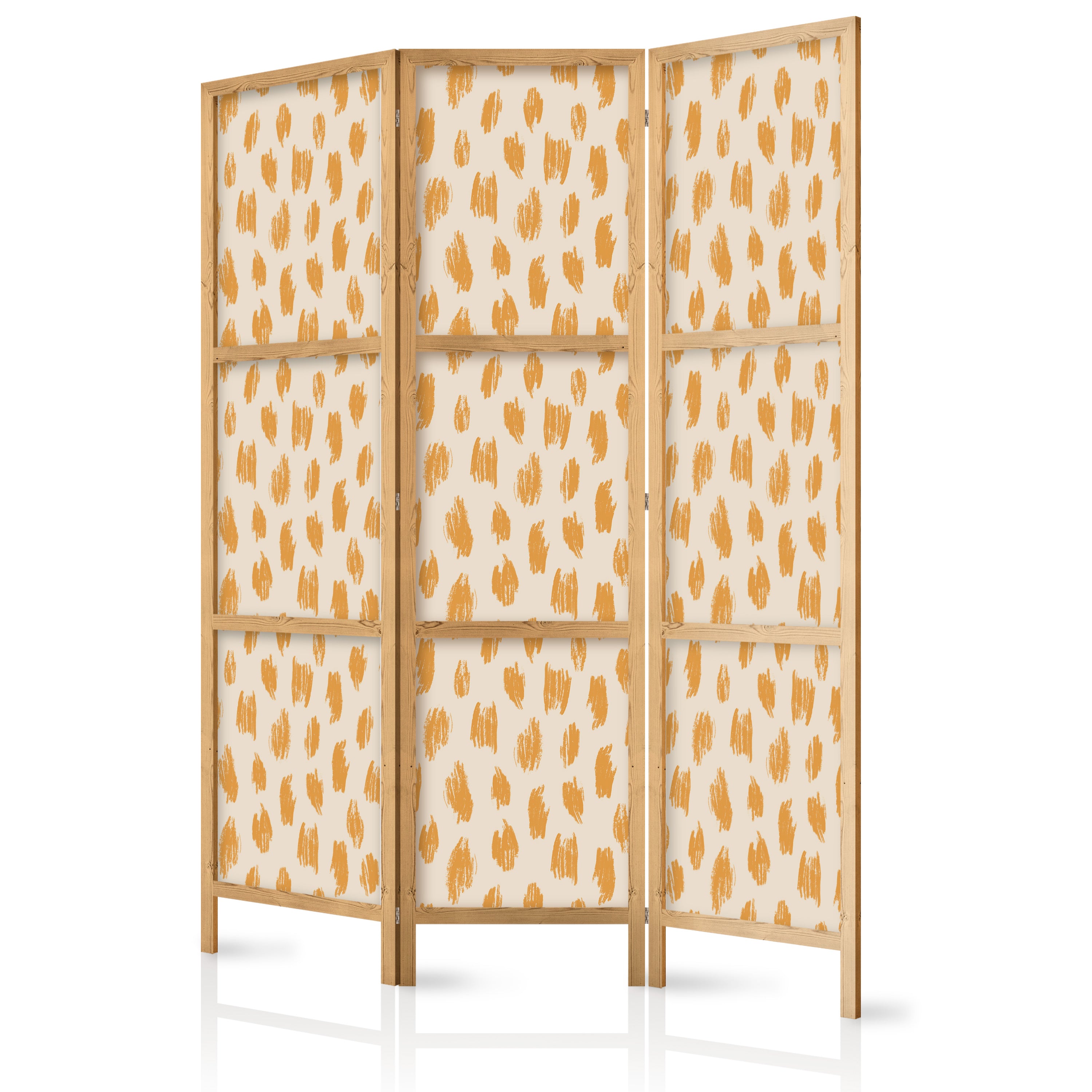 Japanese Room Divider - Dots & Spots Pattern - Orange & Ecru