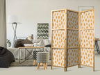 Japanese Room Divider - Dots & Spots Pattern - Orange & Ecru