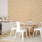 Orange and Ecru Dots Abstract Wallpaper