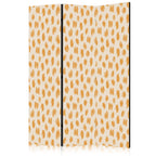 Room Divider - Abstract 3-Panel, Spots and Dots in Orange and Ecru