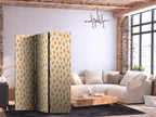 Room Divider - Abstract 3-Panel, Spots and Dots in Orange and Ecru