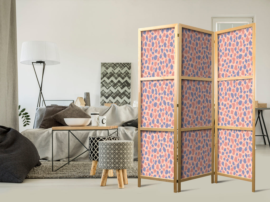 Room Divider - Giraffe Pattern, Blue-Pink Spots