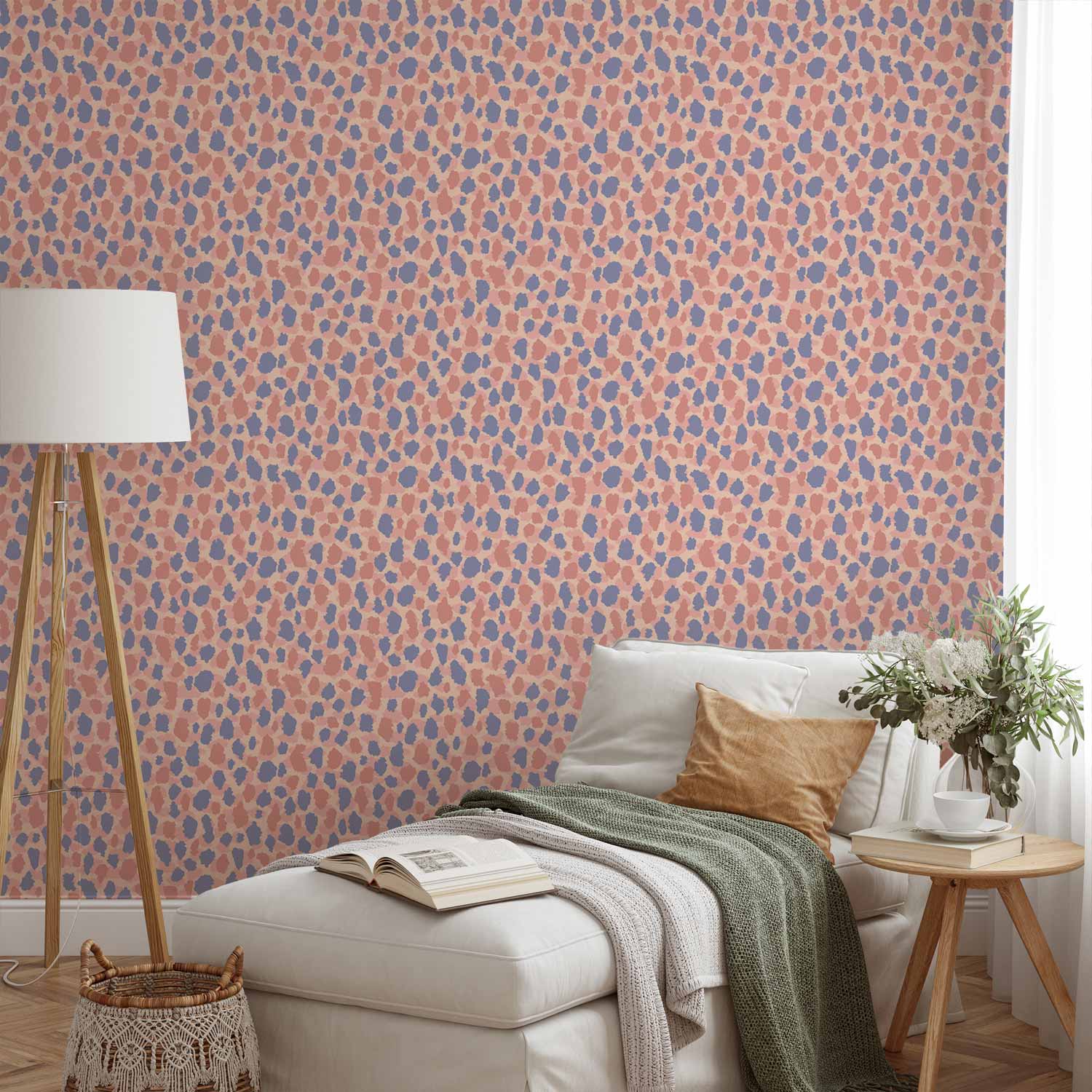Colorful Giraffe Pattern Blue Pink Spot Wallpaper