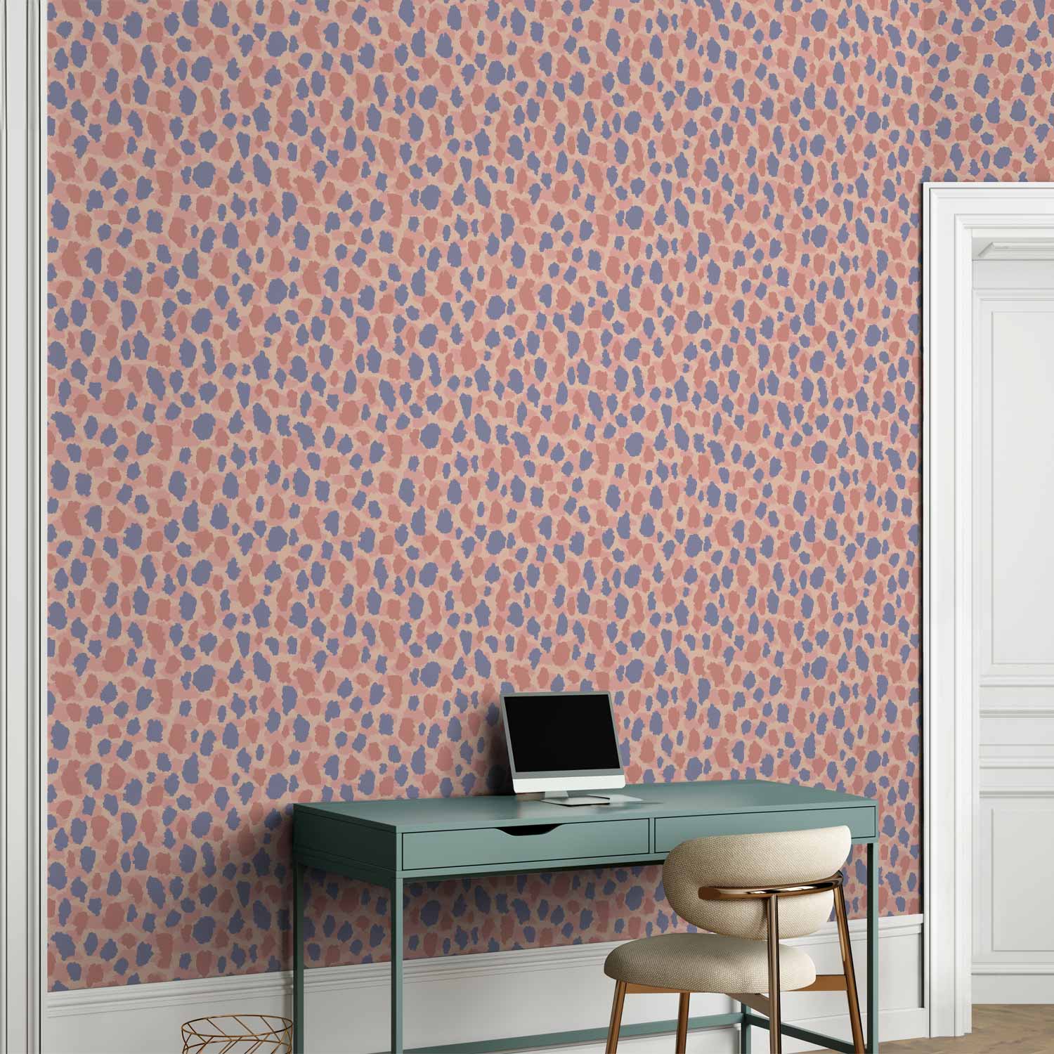 Colorful Giraffe Pattern Blue Pink Spot Wallpaper