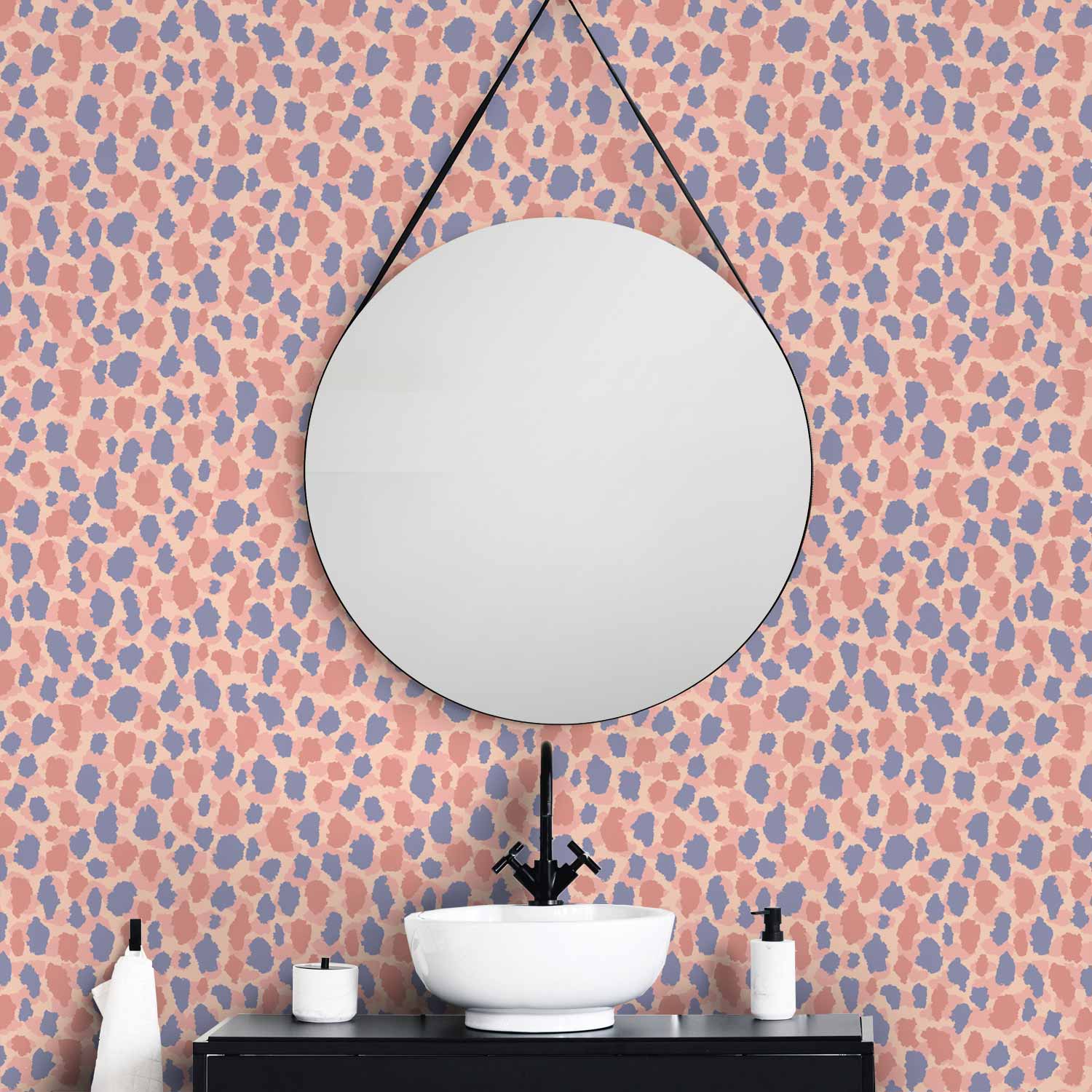 Colorful Giraffe Pattern Blue Pink Spot Wallpaper