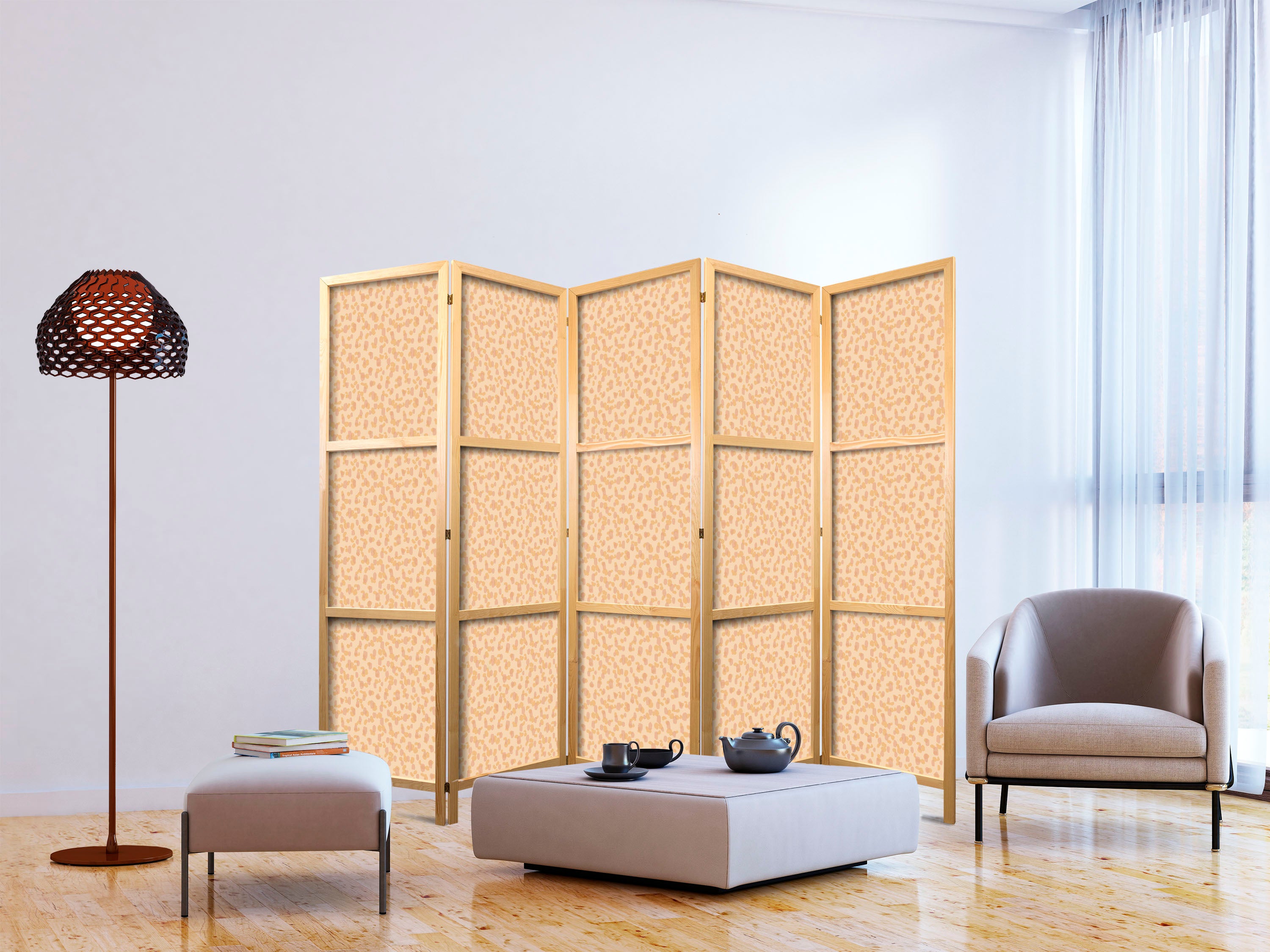 Japanese Room Divider - Tiny Dots - Peach Pattern