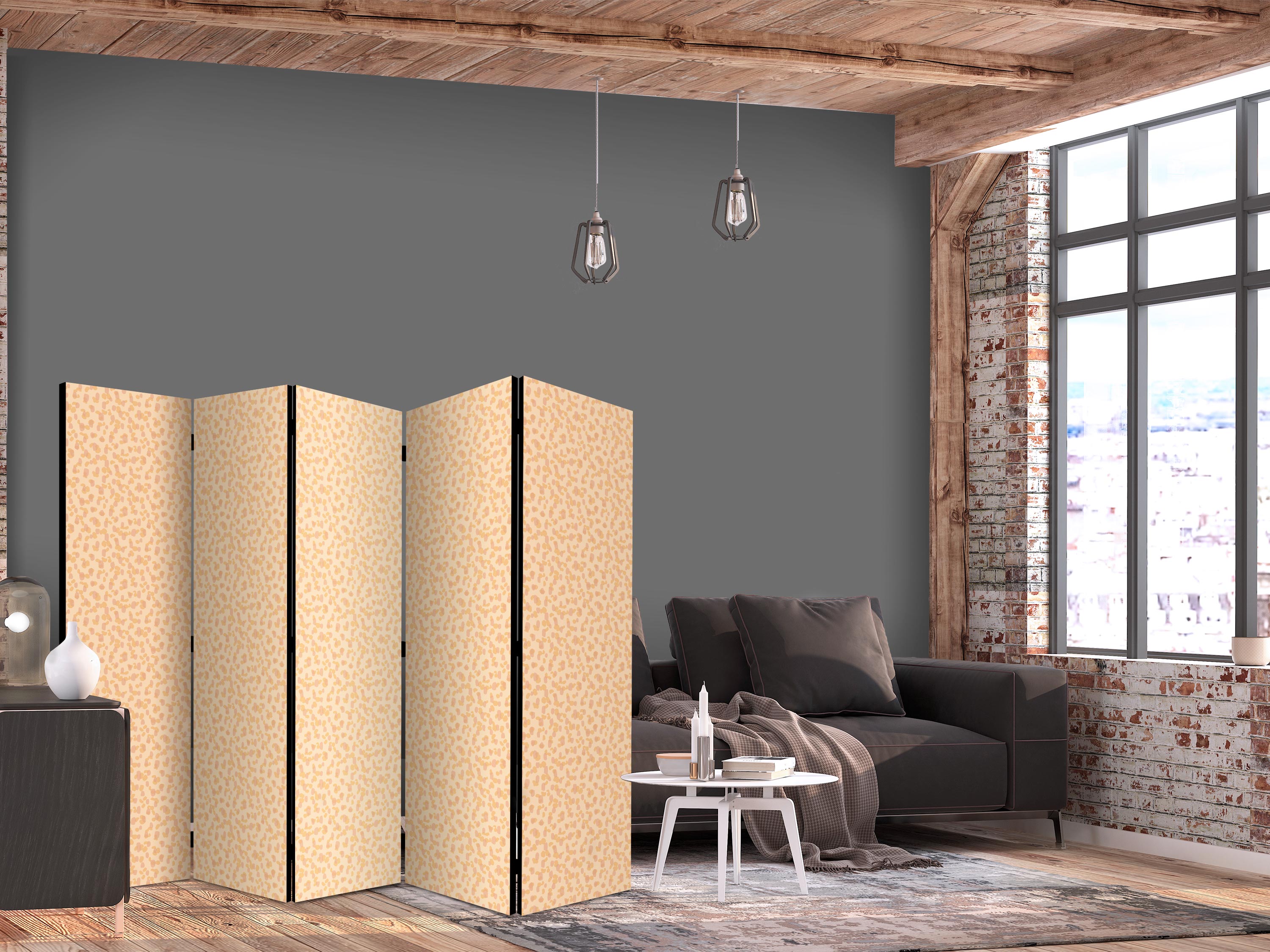 Room Divider - Tiny Dots - Peach Pattern
