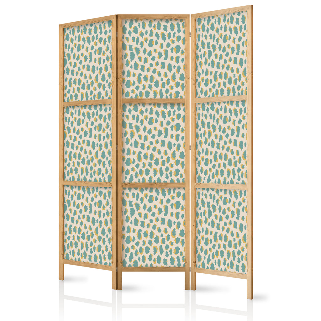 Japanese Room Divider - Giraffe Pattern - Turquoise Spots on Light Background