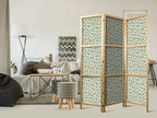 Japanese Room Divider - Giraffe Pattern - Turquoise Spots on Light Background