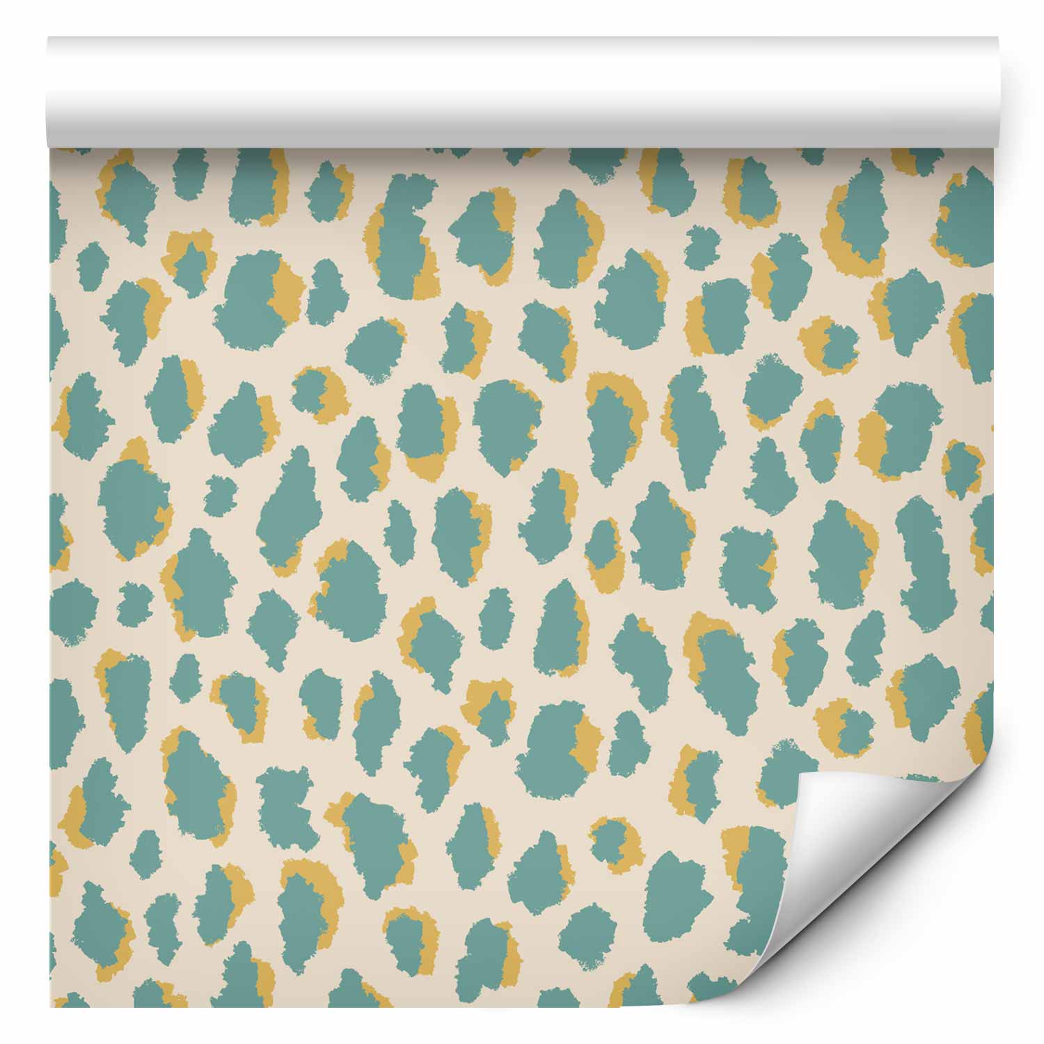 Giraffe Pattern Wallpaper in Turquoise on Light Background