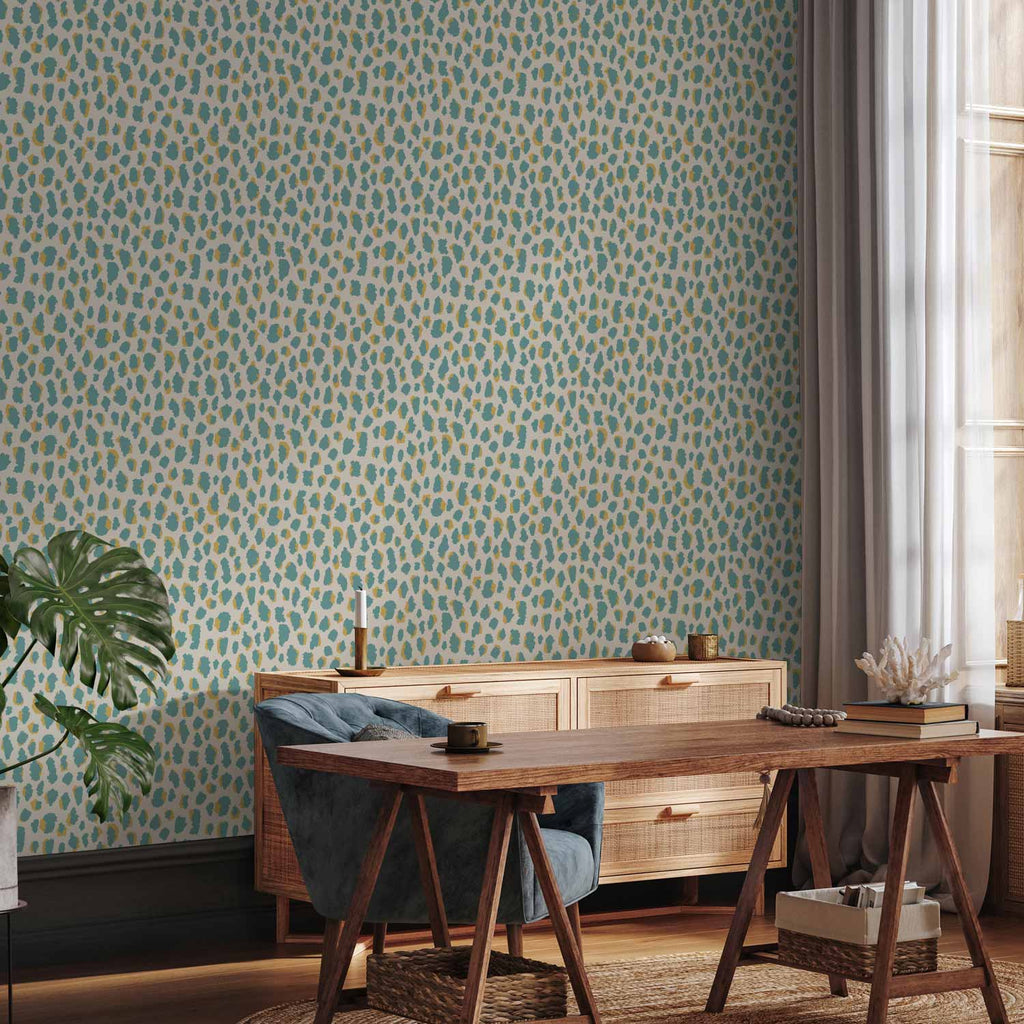 Turquoise Giraffe Pattern Animal Wallpaper