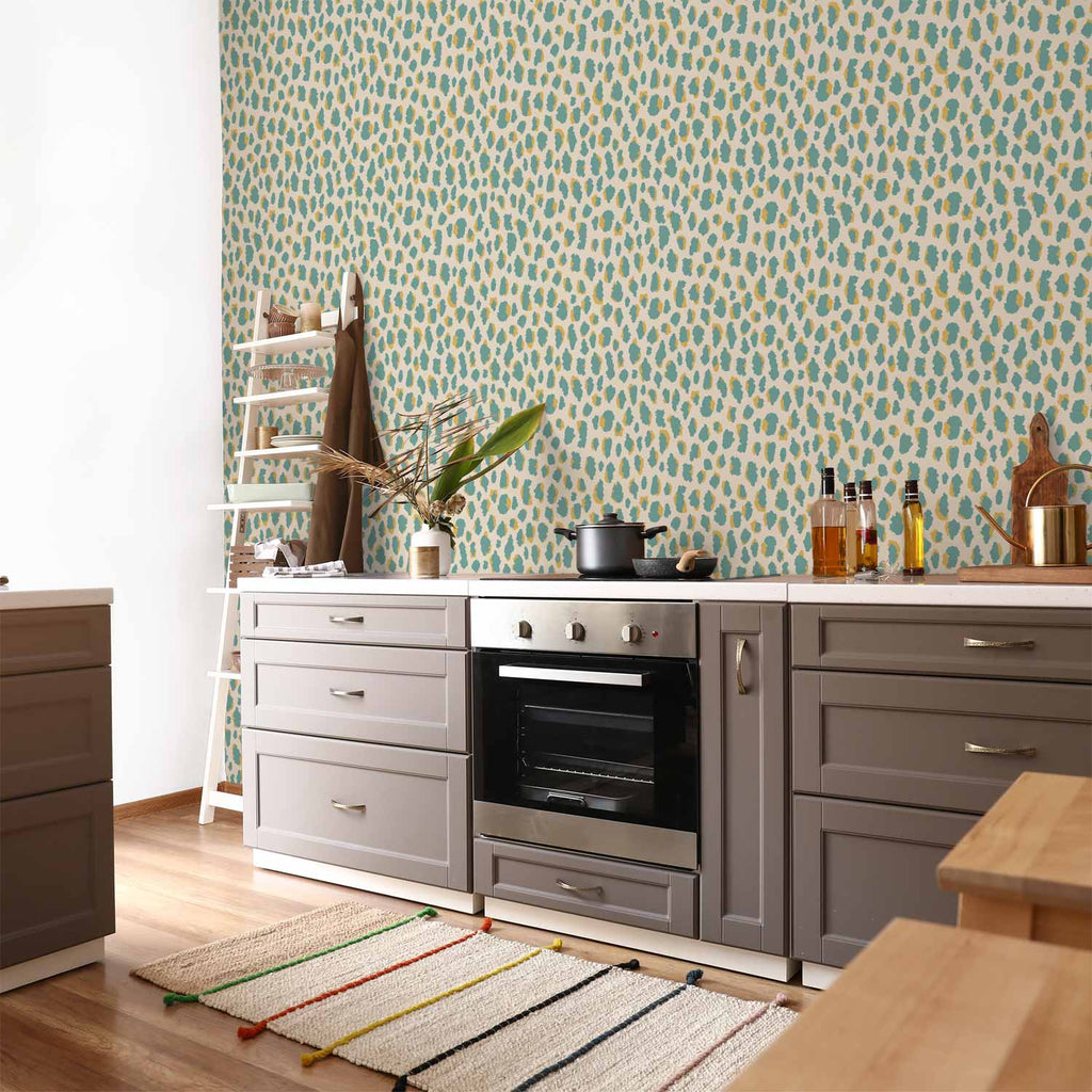 Turquoise Giraffe Pattern Animal Wallpaper