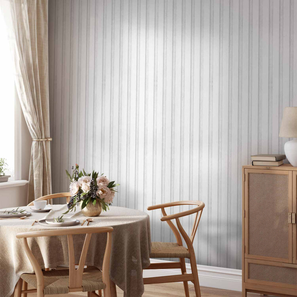 Symmetrical Wooden Texture White Wallpaper