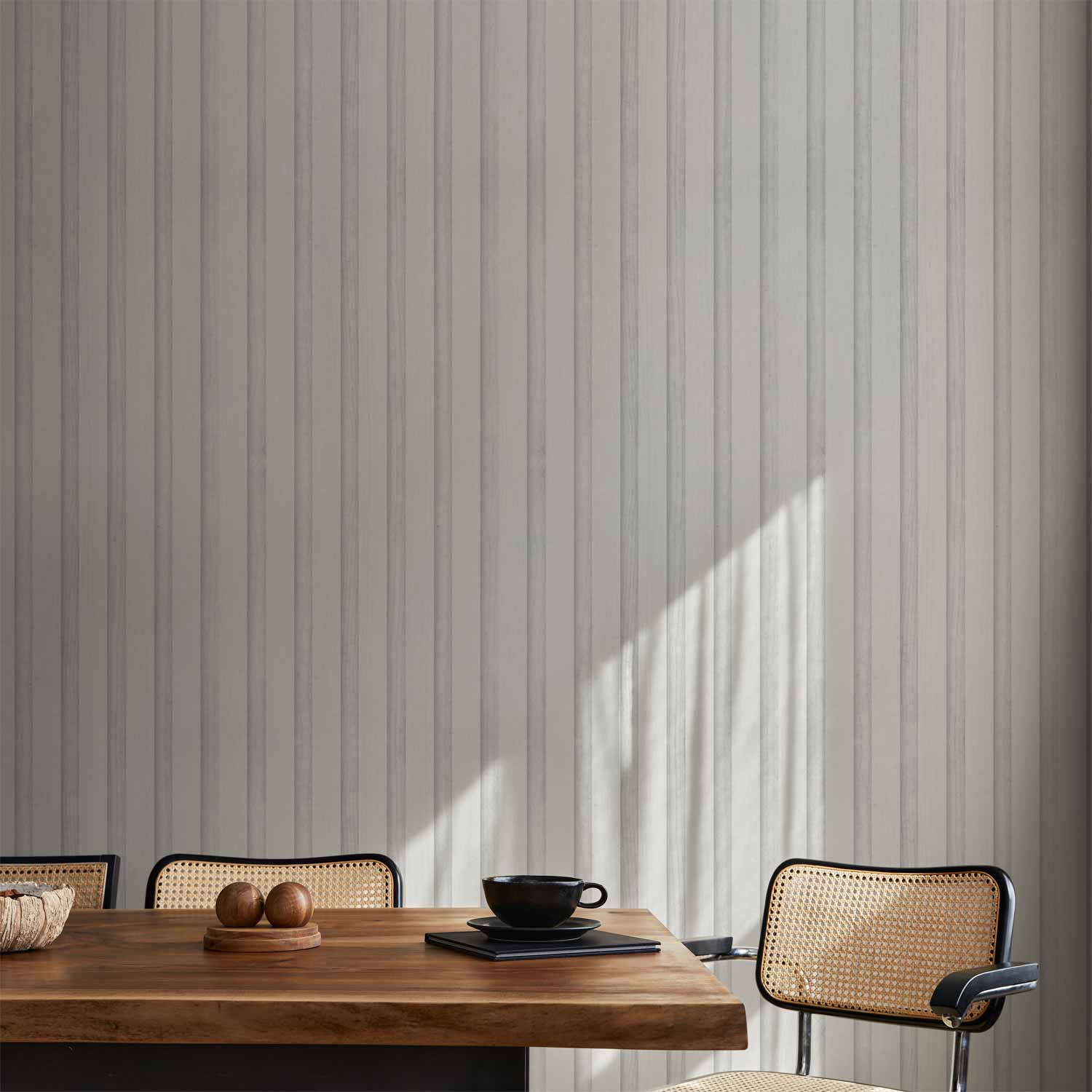 Symmetrical Wooden Texture White Wallpaper