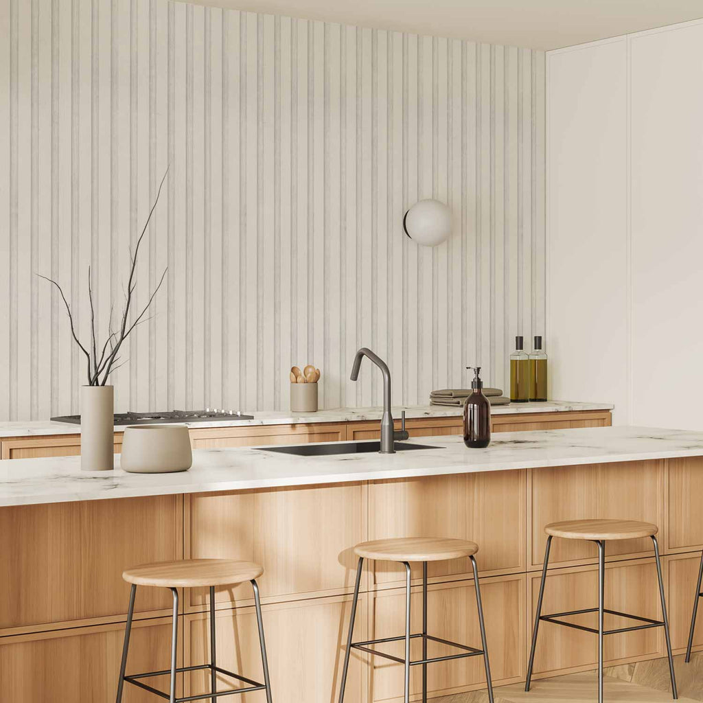 Symmetrical Wooden Texture White Wallpaper