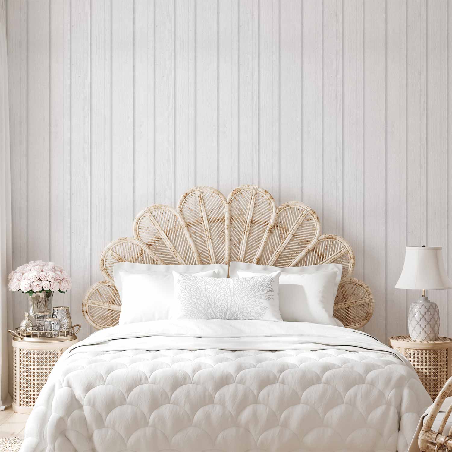 White Wood Texture Vertical Lines Wallpaper