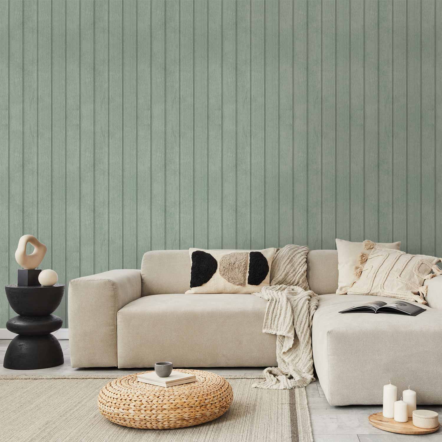 Pastel Green Wallpaper: Delicate Wood Stripes