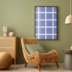 White Line Grid Geometric Blue Poster